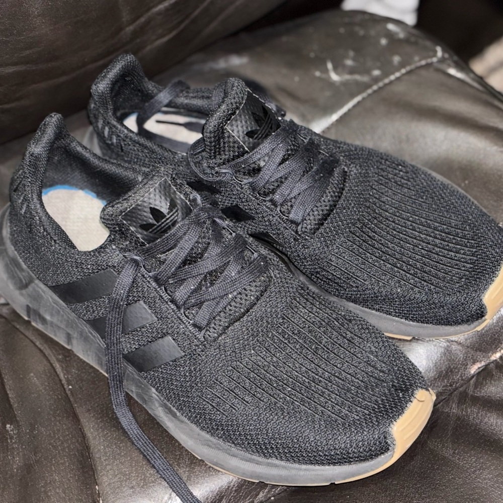 adidas Men’s Black Knit Sneakers with Gum Toe